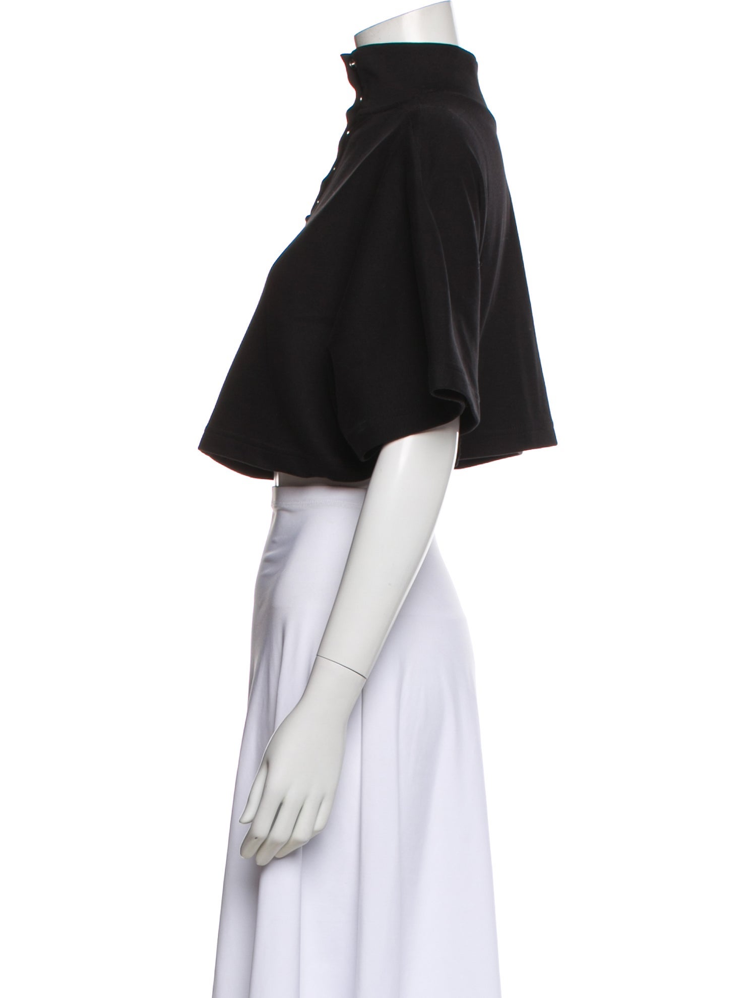 Alaïa Mock Neck Short Sleeve Crop Top