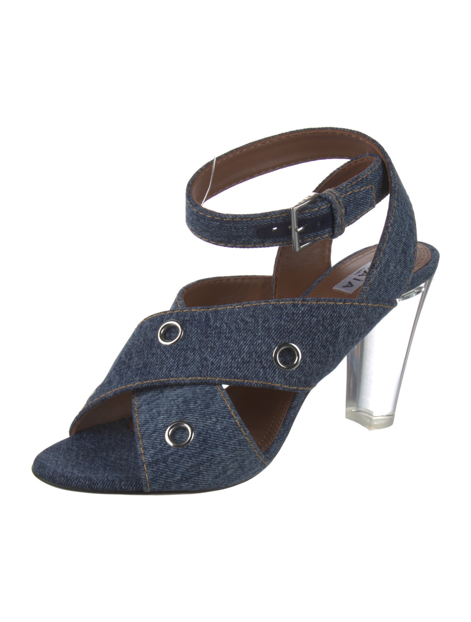 Alaïa Denim Slingback Sandals
