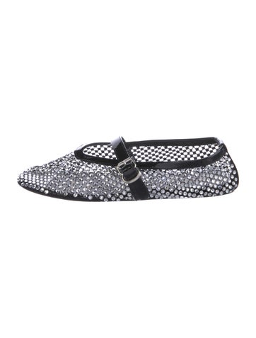 Pre-owned Alaïa Patterned Crystal Embellishments Mary Jane Flats In Black