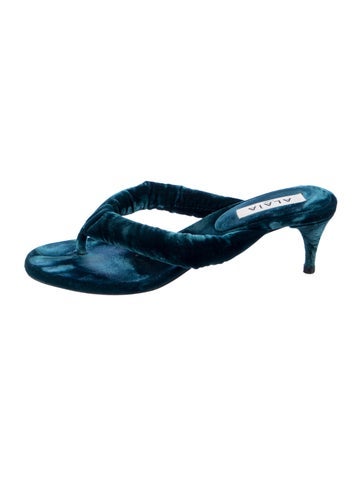 Pre-owned Alaïa Velvet Slides In Blue
