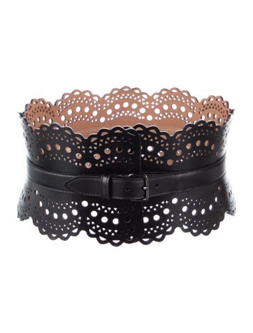 Pre-owned Alaïa Bustier Belt Wide Waist Belt In Black