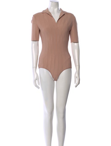 Pre-owned Alaïa Short Sleeve Bodysuit In Neutral