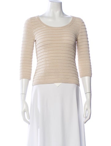 Pre-owned Alaïa Striped Scoop Neck Sweater In Neutral