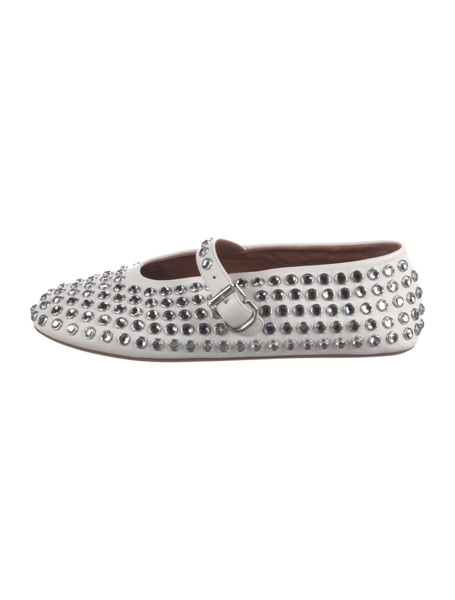 Alaïa Strass Leather Mary Jane Flats