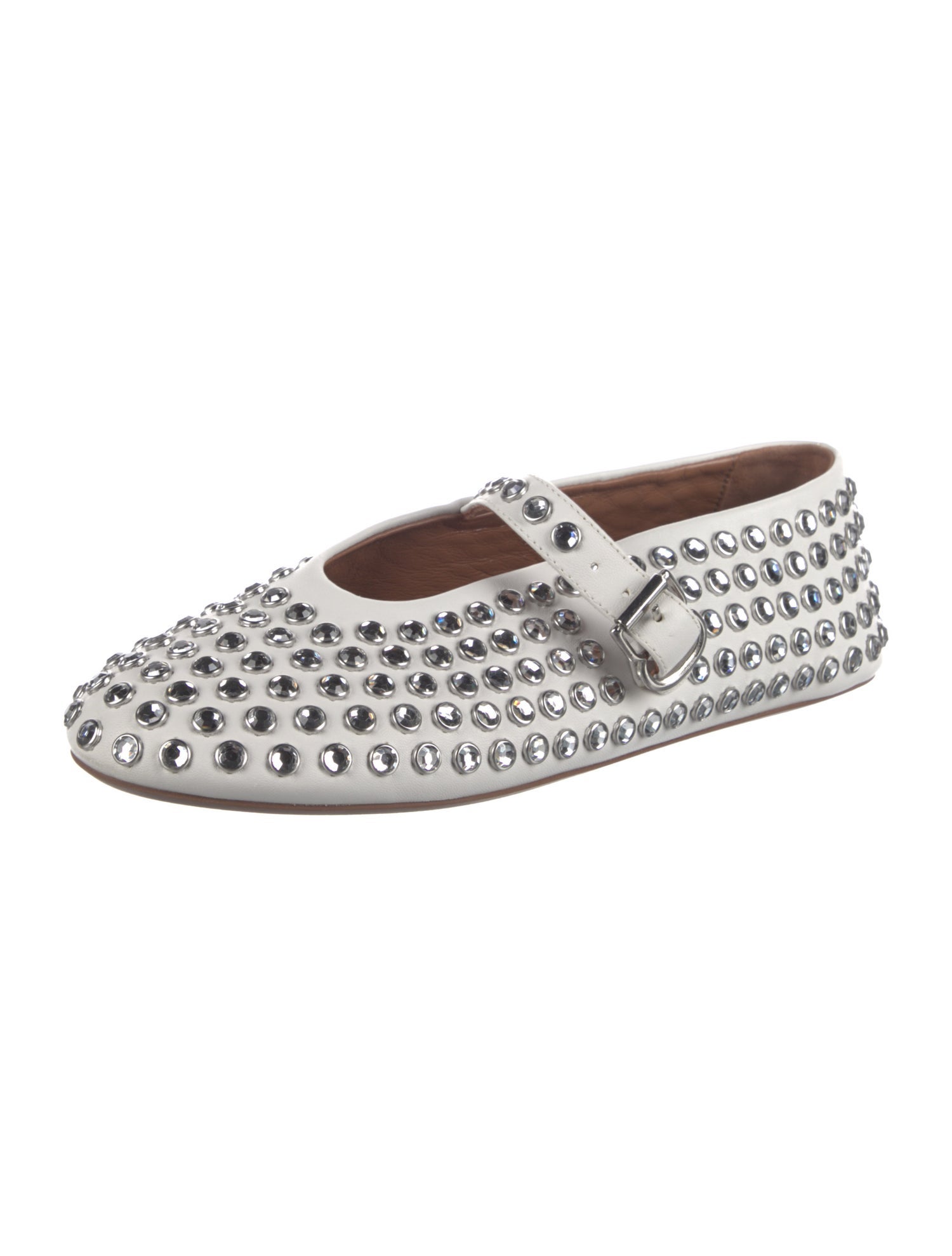 Alaïa Strass Leather Mary Jane Flats