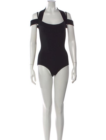 Pre-owned Alaïa Halterneck Sleeveless Bodysuit In Black