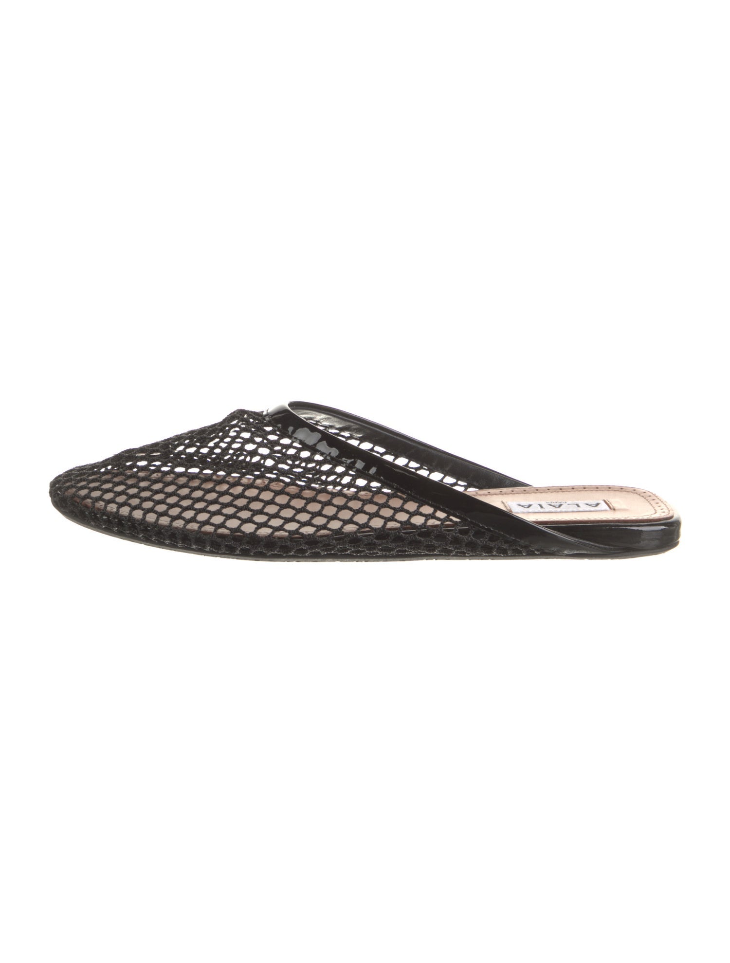 Alaïa Mesh Leather Trim Embellishment Slides