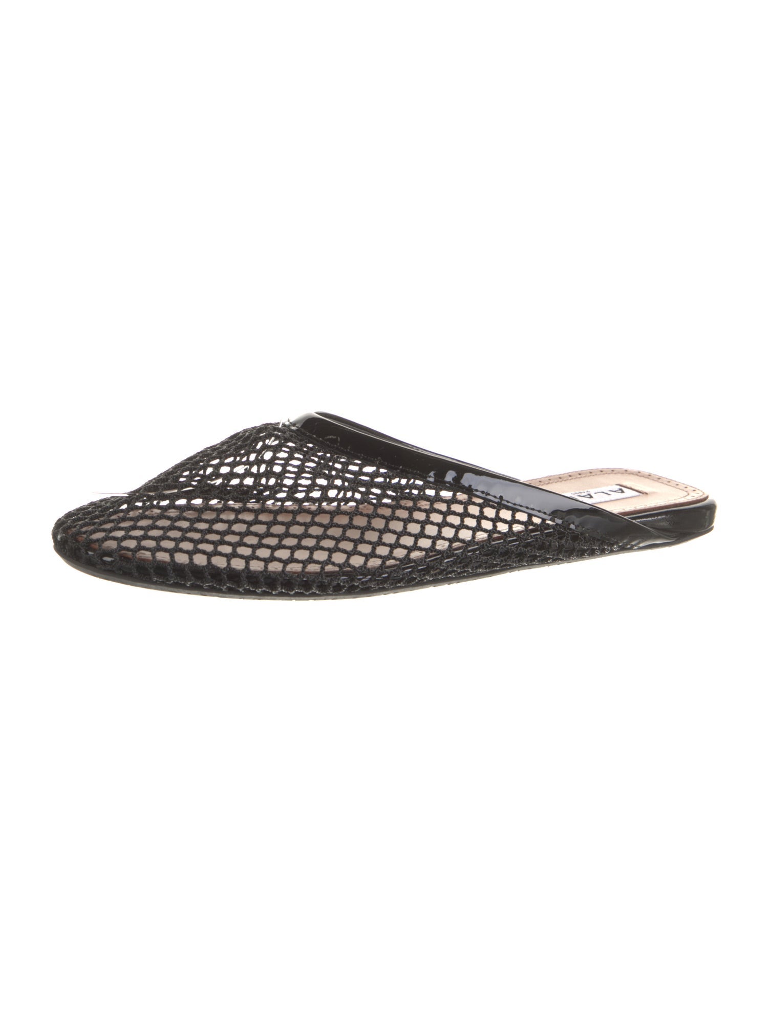 Alaïa Mesh Leather Trim Embellishment Slides