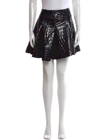 Pre-owned Alaïa Goat Leather Mini Skirt In Black