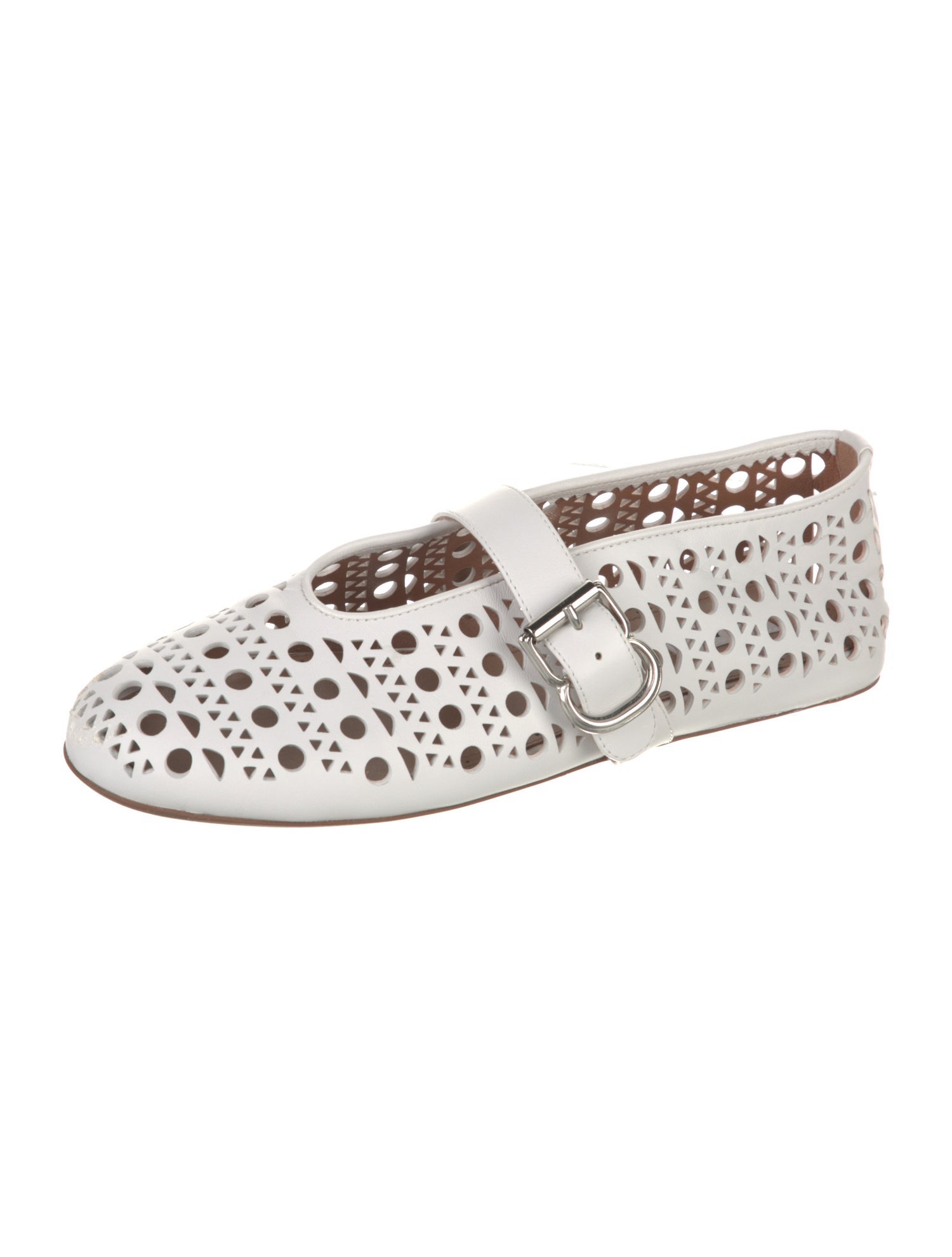 Alaïa Leather Lasercut Accents Mary Jane Flats