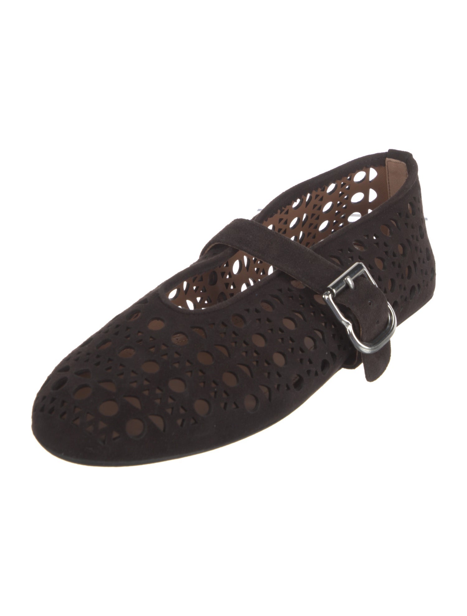 Alaïa Leather Lasercut Accents Mary Jane Flats w/ Tags