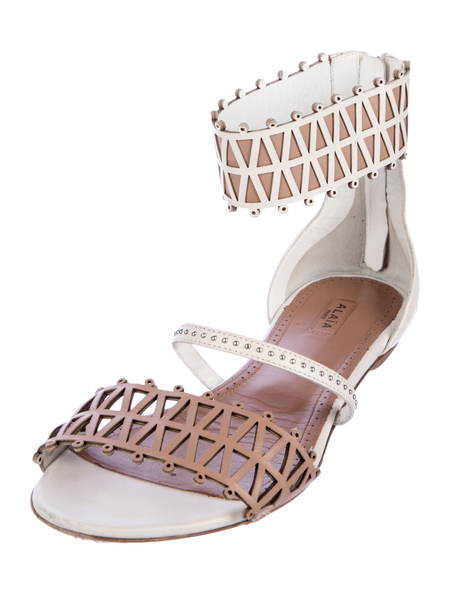 Alaïa Leather Patterned Gladiator Sandals