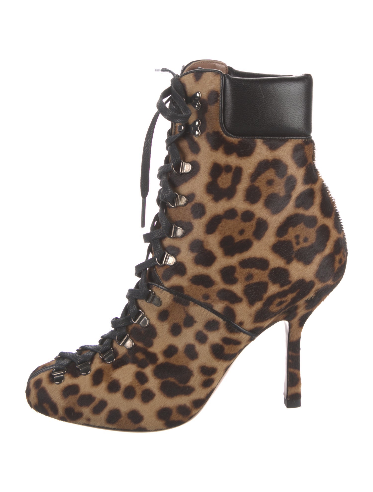 Alaïa Lace-Up Ponyhair Heel Boots Ponyhair Lace-Up Boots