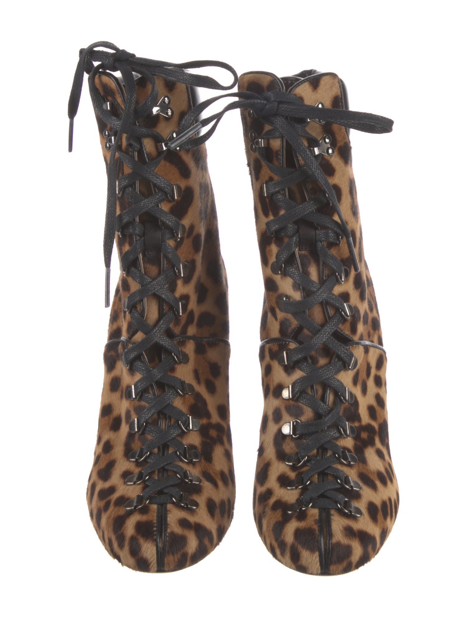 Alaïa Lace-Up Ponyhair Heel Boots Ponyhair Lace-Up Boots