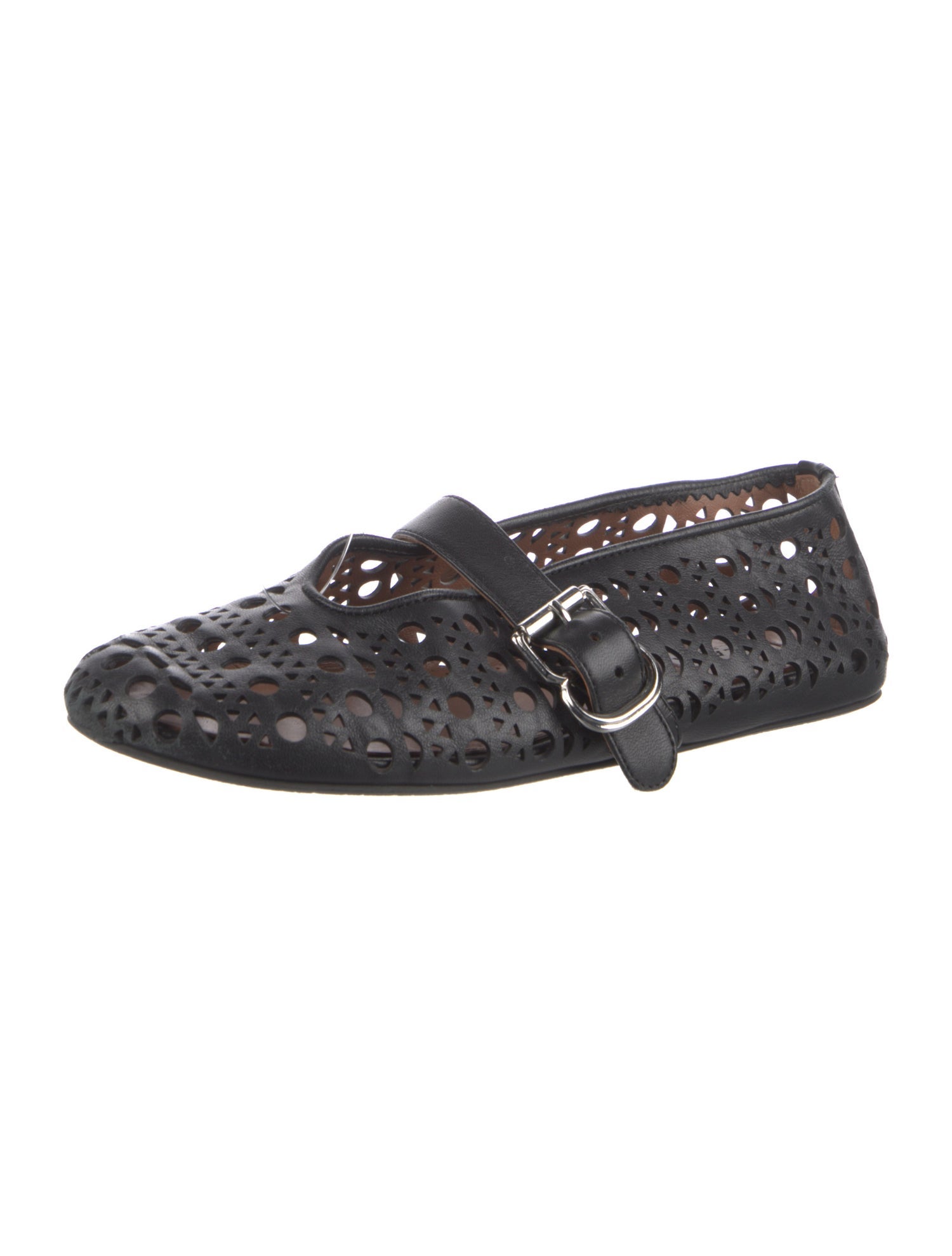 Alaïa Leather Lasercut Accents Mary Jane Flats