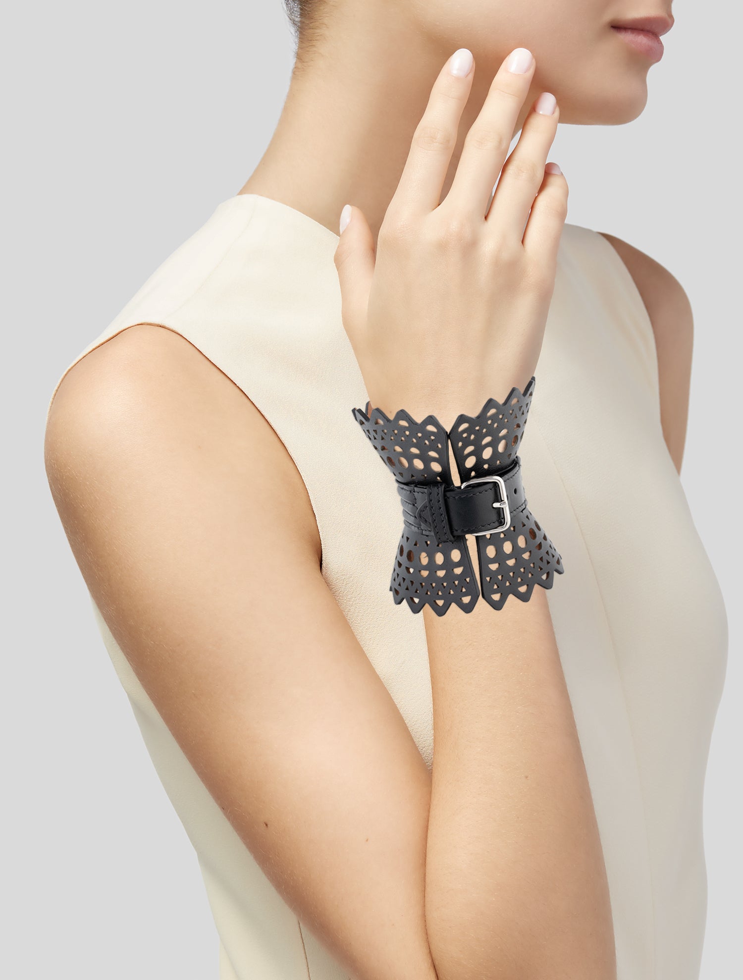 Alaïa Leather Cuff Bracelet