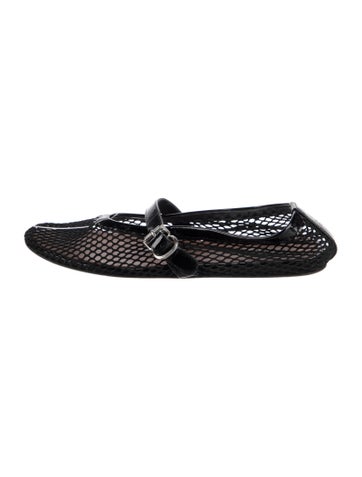 Pre-owned Alaïa Mesh Mesh Accents Mary Jane Flats In Black