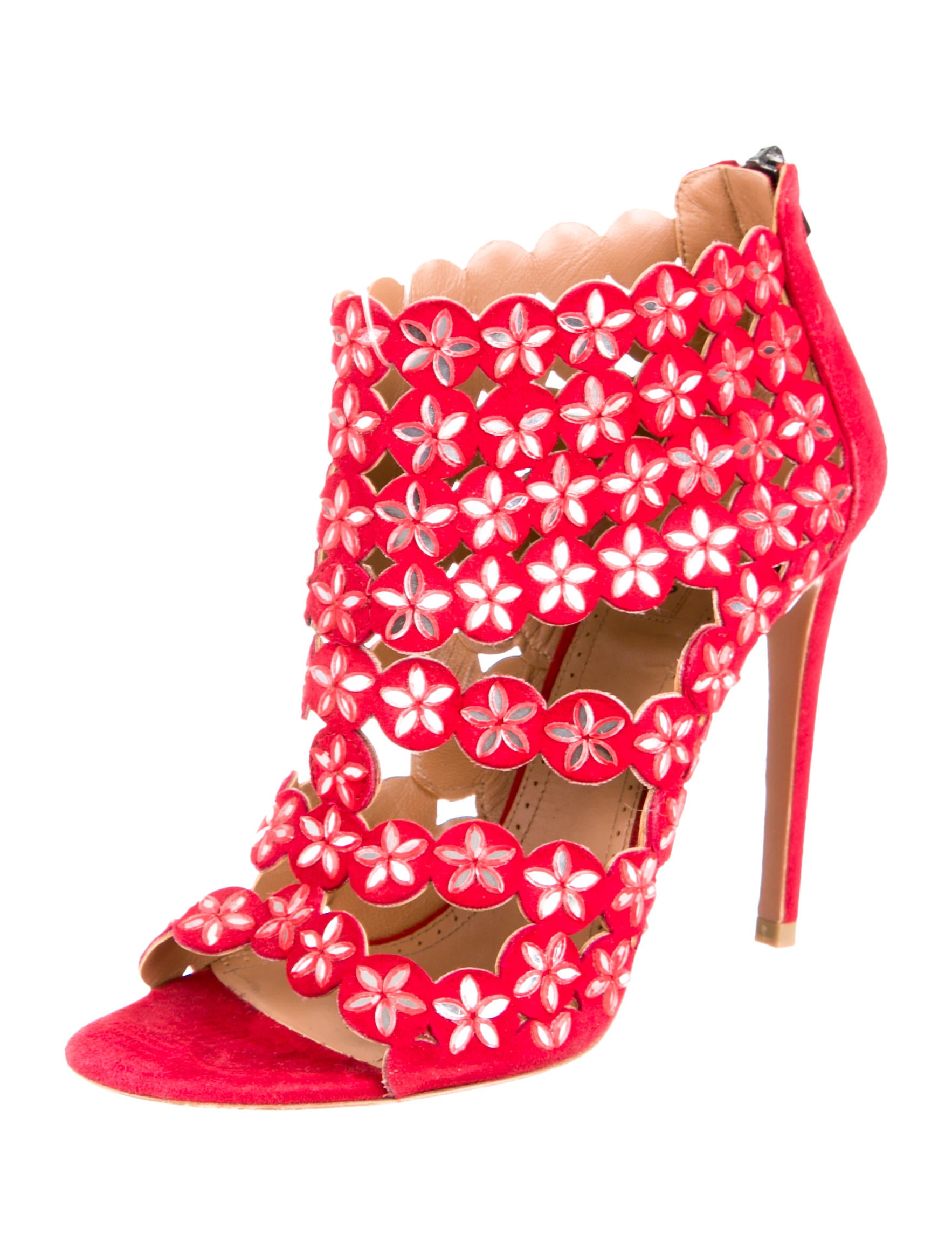 AlaÃ¯a Embellished Suede Cage Sandals - Shoes - AL225527 | The RealReal