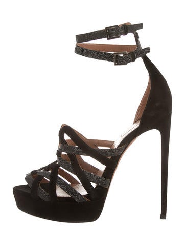 Alaïa Stingray-Accented Laser Cut Sandals