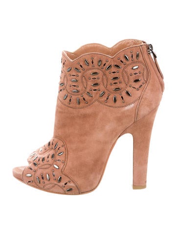 Alaïa Embellished Peep-Toe Booties