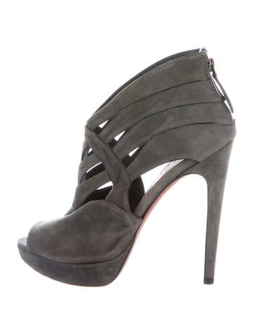 Alaïa Suede Peep-Toe Booties