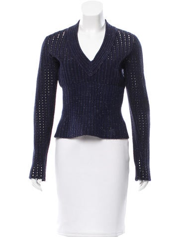 Alaïa Metallic V-Neck Sweater