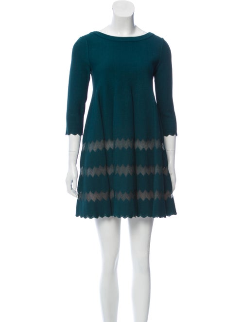 Alaïa Scalloped Fit And Flare Dress Blue