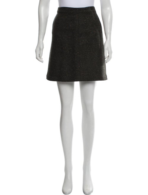 Alaïa Tweed A-Line Skirt Olive