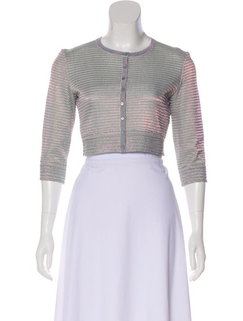 Alaïa Metallic Cropped Cardigan blue