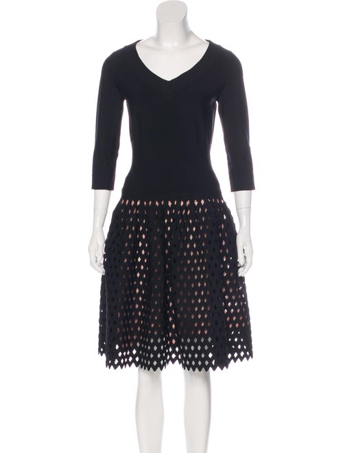 Alaïa Fit and Flare Cocktail Dress Black