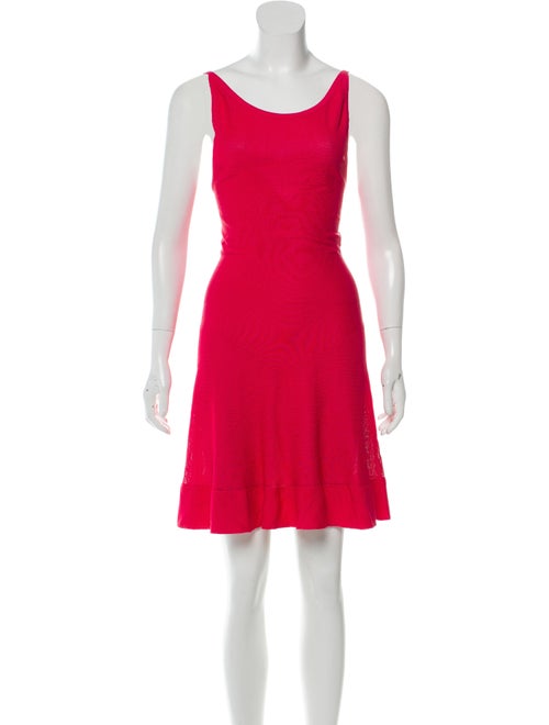 Alaïa Flared Knee-Length Dress Magenta