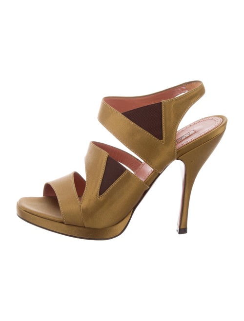 Alaïa Satin Platform Sandals Green
