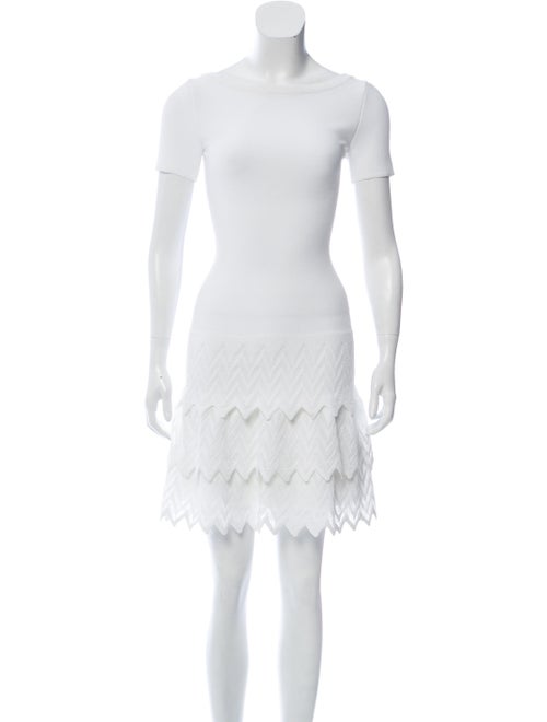 Alaïa Chevron Knit Dress White