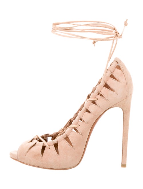 Alaïa Suede Peep-Toe Pumps Nude