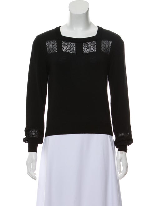 Alaïa Square Neck Lace-Accented Sweater Black