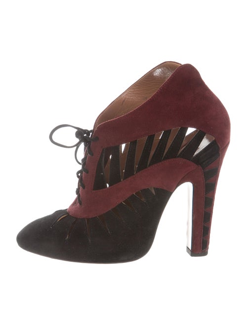 Alaïa Suede Cutout Booties Black