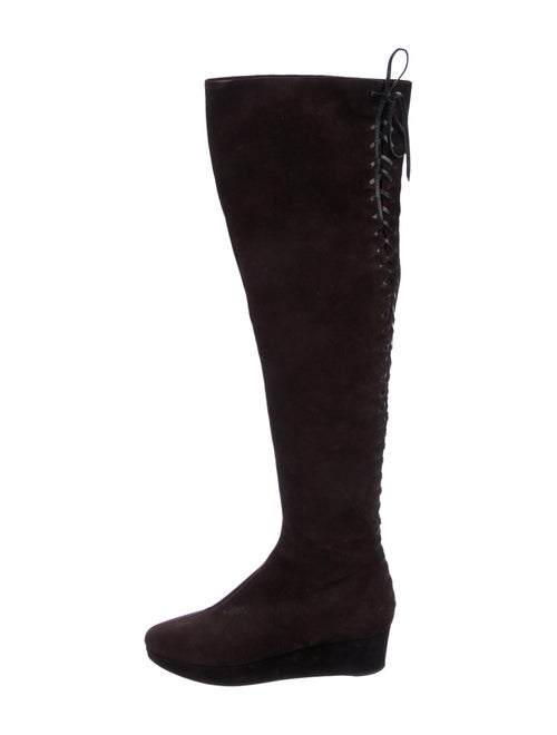 Alaïa Suede Over-The-Knee Boots Brown