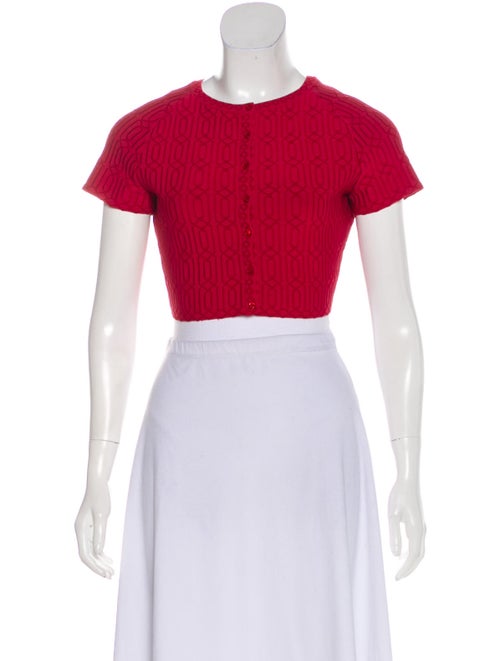 Alaïa Short Sleeve Cropped Cardigan Red