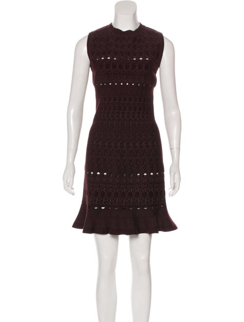 Alaïa Jacquard Fit and Flare Dress Plum