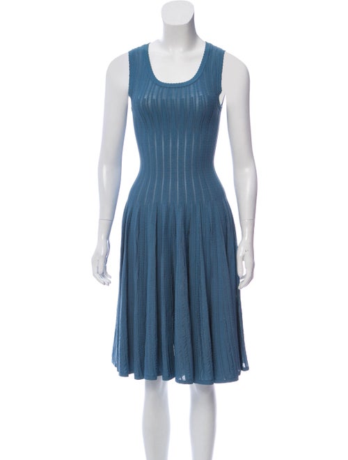 Alaïa Lace Fit And Flare Dress Blue