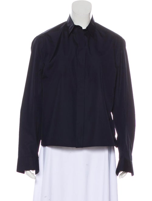 Alaïa Collared Button-Up Blouse Navy