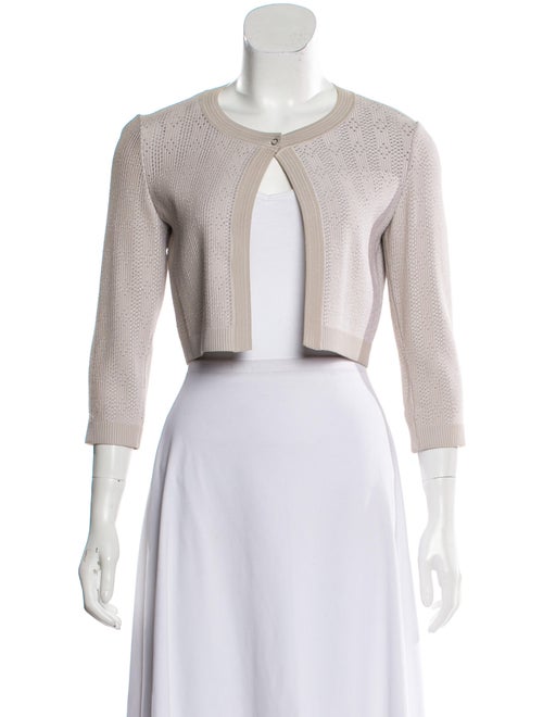Alaïa Cropped Knit Cardigan Beige