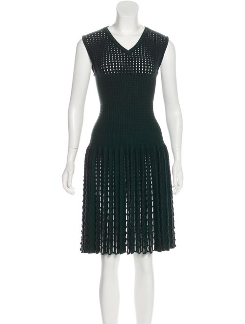 Alaïa Wool Open Knit Dress green