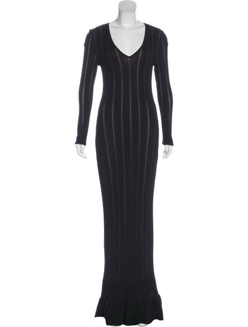 Alaïa Knit Long Sleeve Evening Dress w/ Tags Black