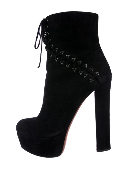 Alaïa Suede Platform Ankle Boots Black
