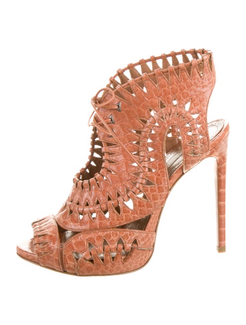 Alaïa Snakeskin Lace-Up Sandals