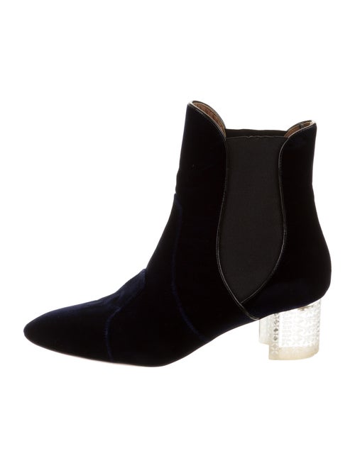 Alaïa Velvet Chelsea Boots Navy