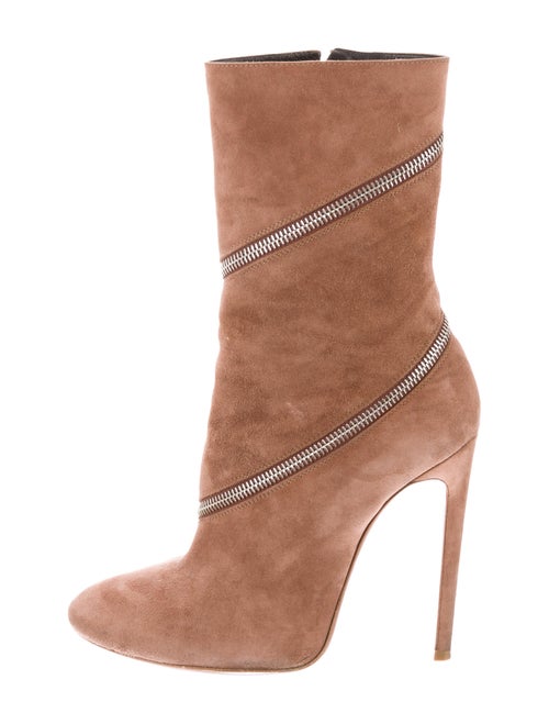 Alaïa Suede Zipper Ankle Boots Suede Boots Brown