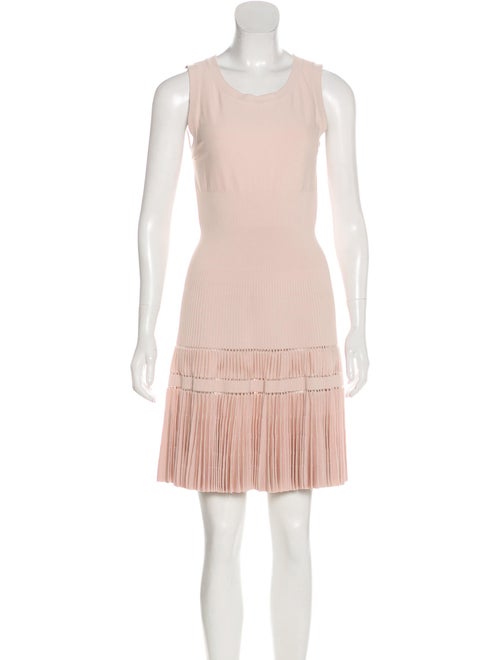Alaïa Pleated Fit and Flare Dress Champagne