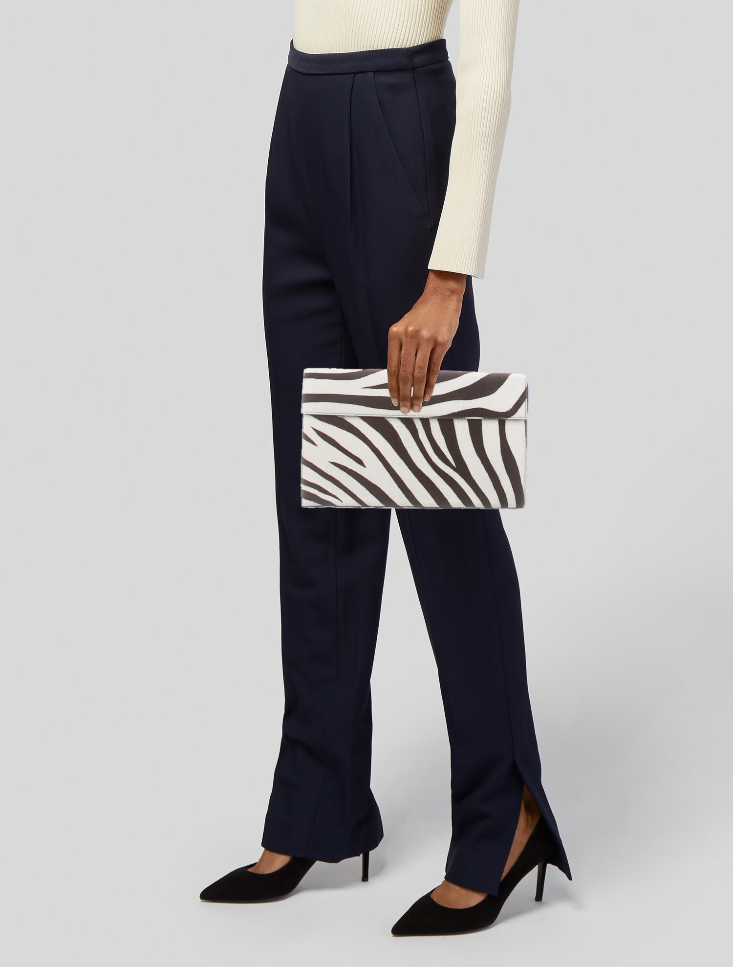 Alaïa Zebra Ponyhair Clutch - White Clutches, Handbags - AL252601